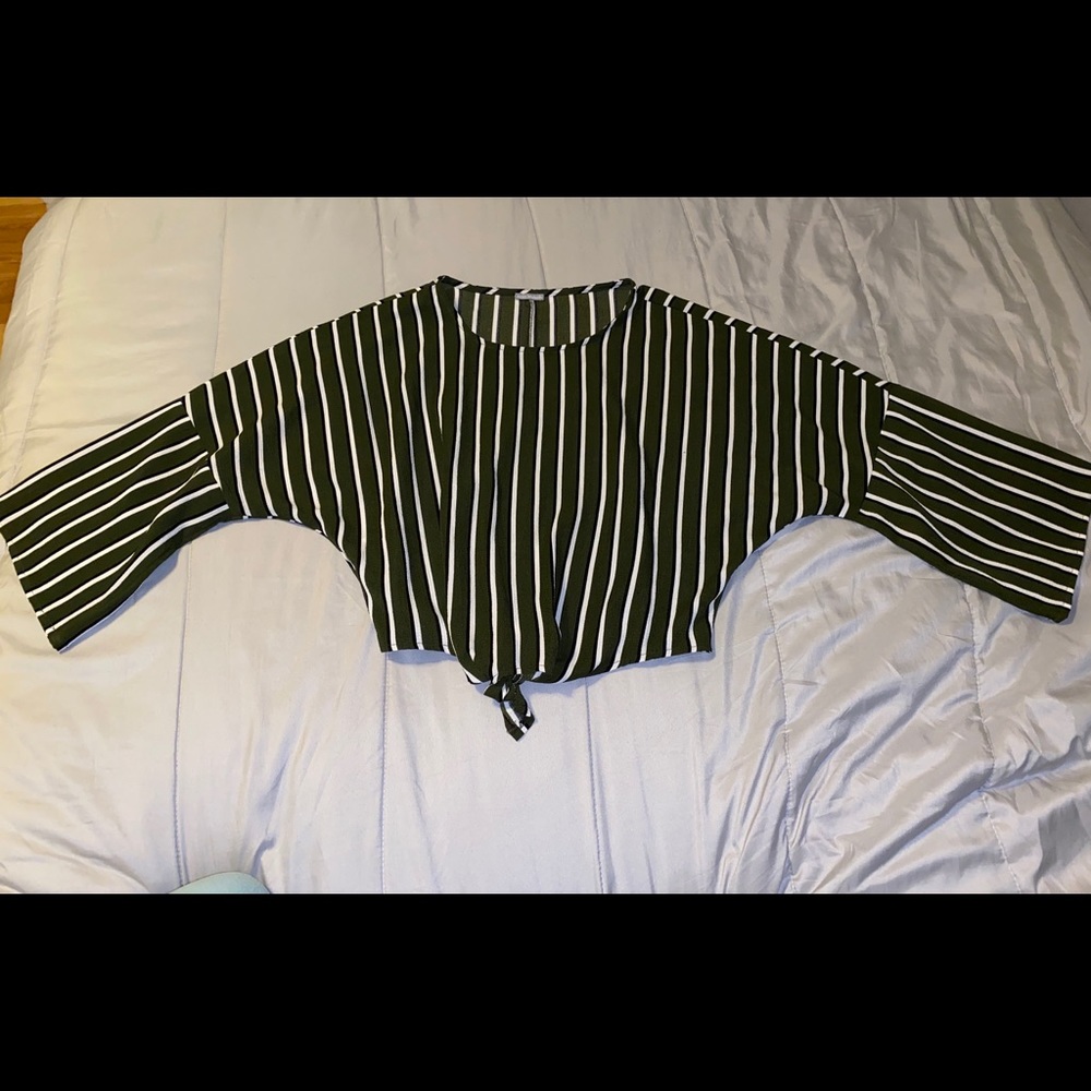 Dark green with white strips top